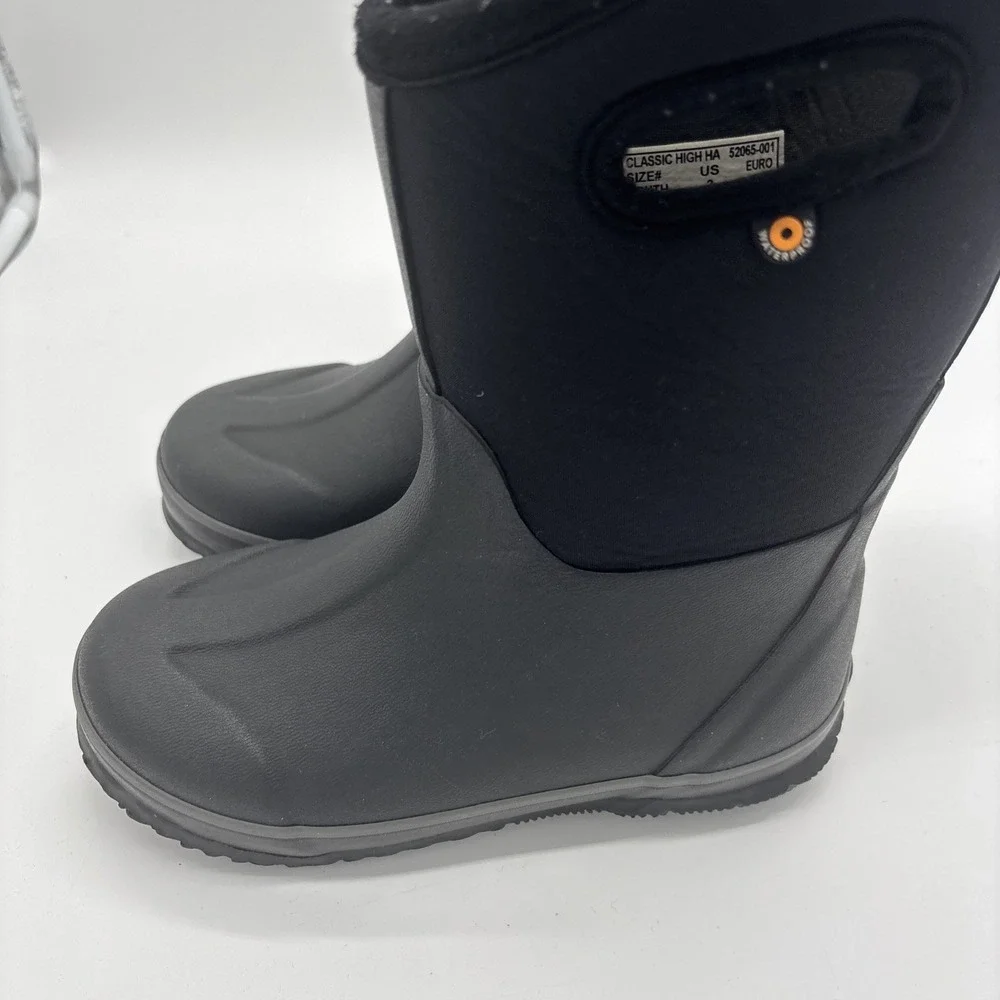 BOGS Classic High Waterproof Insulated Boots Youth Size 3 Black Winter Rain Snow
